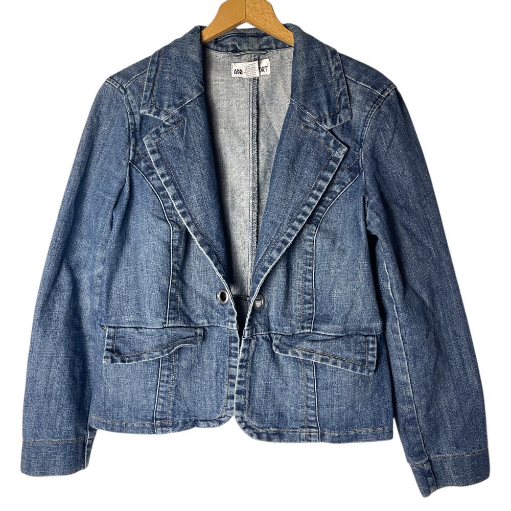 Vintage Adriana Sport Denim Open Front Blazer‎ Jacket XL